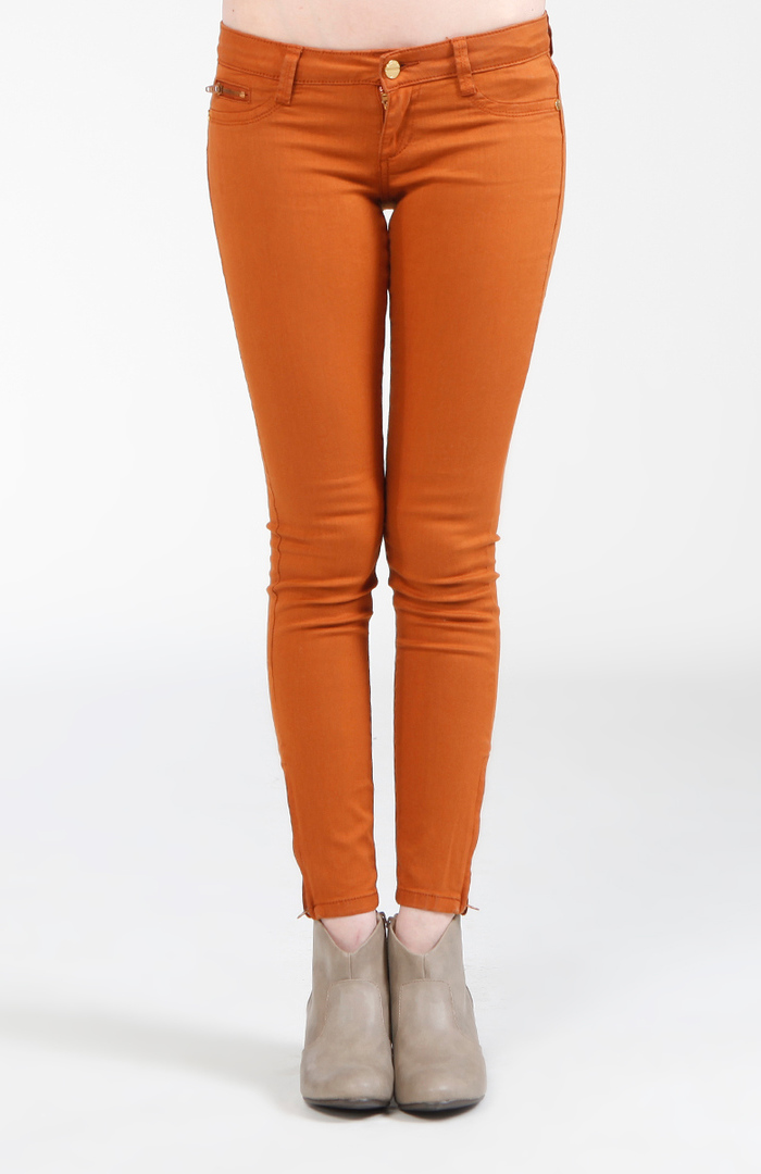 Ankle Zipper Jeans in Orange | DAILYLOOK