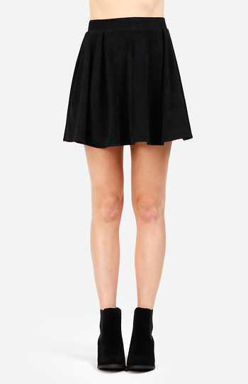 Faux Suede Pleated  Mini Skirt Slide 1