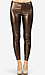 Metallic Faux Leather Panel Leggings Thumb 1