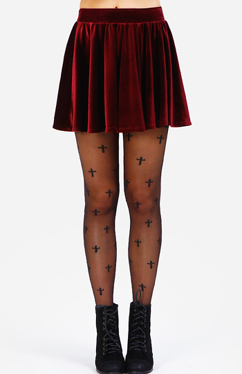Velvet Pleated Mini Skirt Slide 1
