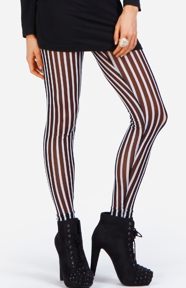 Striped Mesh Leggings in Black DAILYLOOK