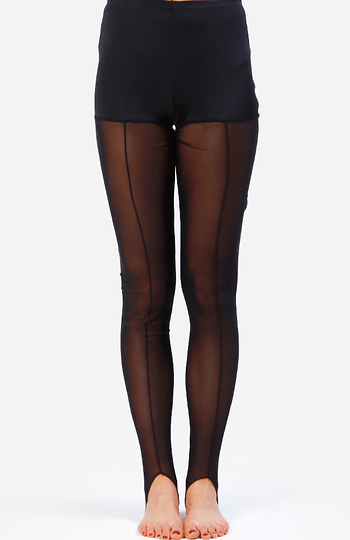 Thigh High Mesh Stirrup Leggings Slide 1