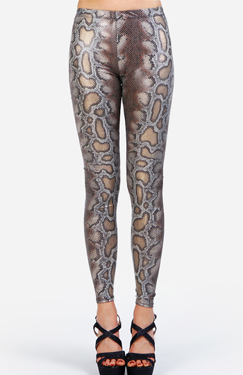 Metallic Cobra Print Leggings Slide 1