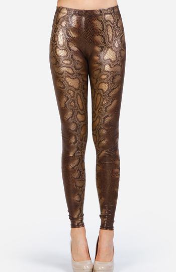 Metallic Cobra Print Leggings Slide 1