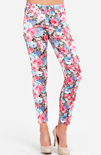 Floral Print Skinny Pants Slide 1