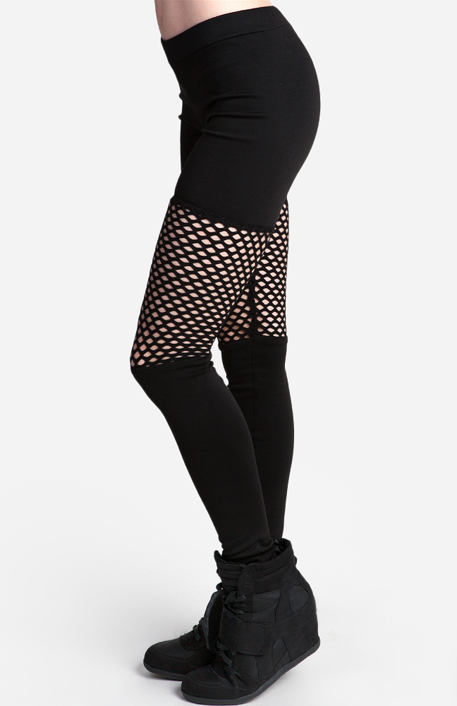 Netted Thigh Leggings in Black DAILYLOOK