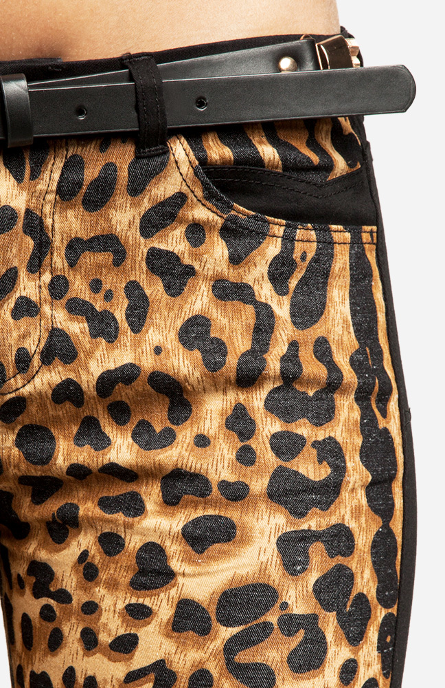 Leopard Front Skinny Jeans In Black Dailylook