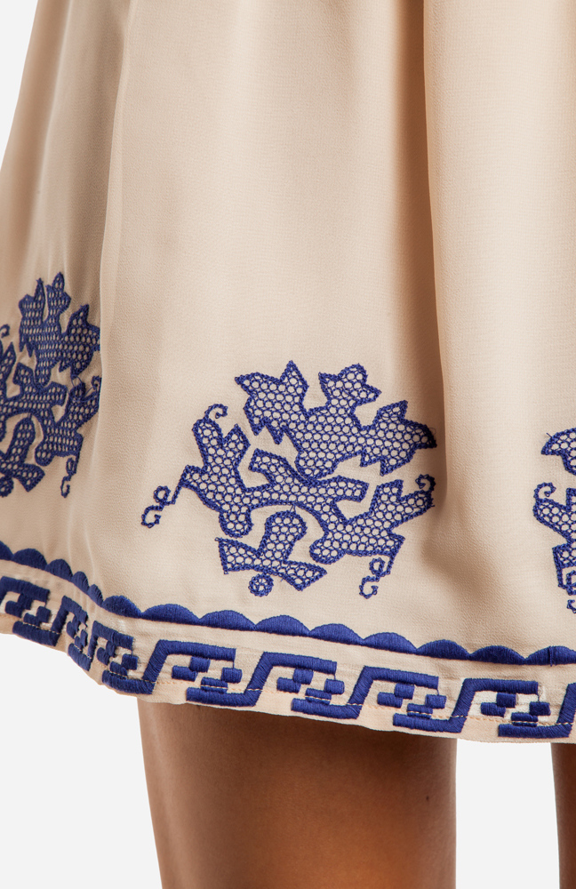 Grecian Embroidered Trim Skirt in Beige DAILYLOOK