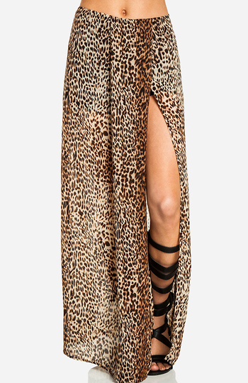 Sheer Leopard Maxi Skirt Slide 1