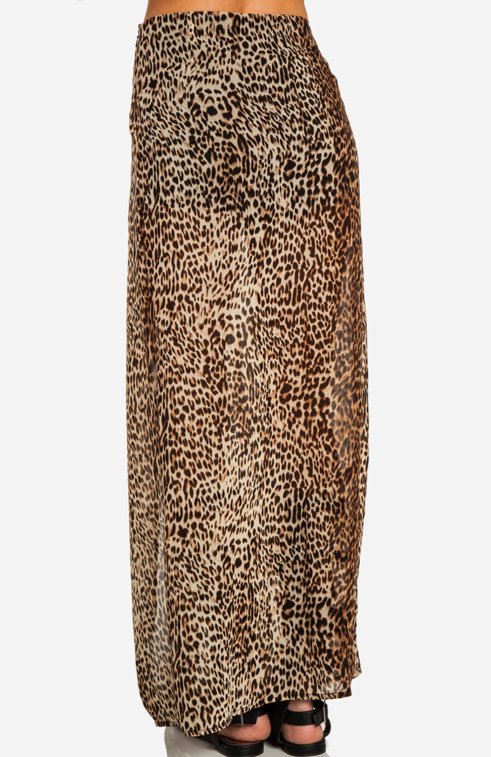 Sheer Leopard Maxi Skirt in Tan | DAILYLOOK