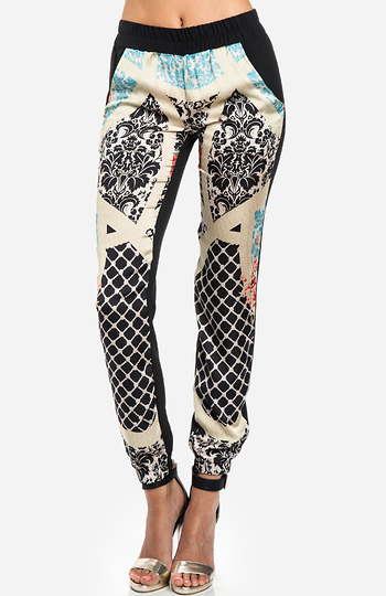 Mixed Print Track Pants Slide 1