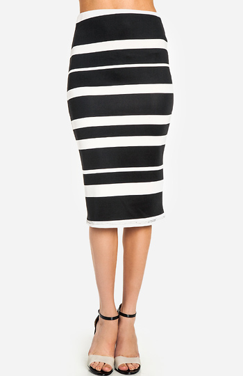Mixed Stripe Midi Skirt Slide 1