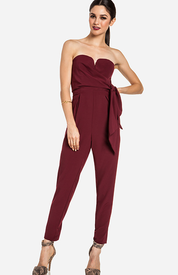 Strapless Sash Jumpsuit Slide 1