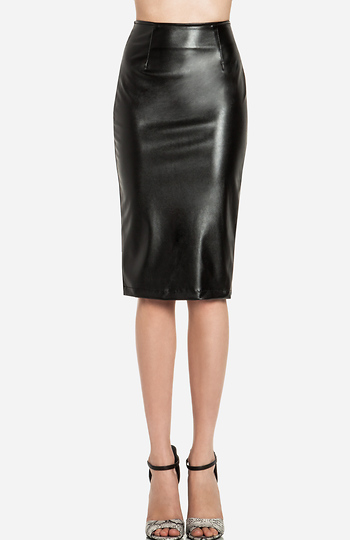 Vegan Leather Pencil Skirt in Black | DAILYLOOK