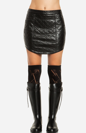 Quilted Leatherette Skirt Slide 1