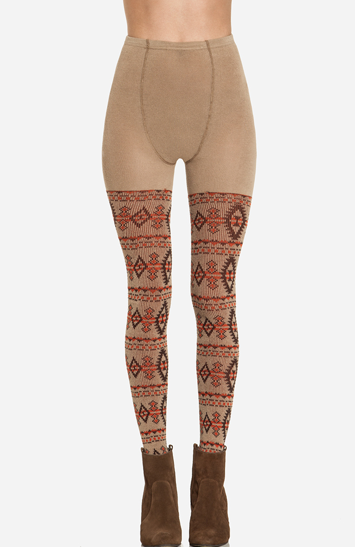 Knitted Tribal Leggings in Tan DAILYLOOK