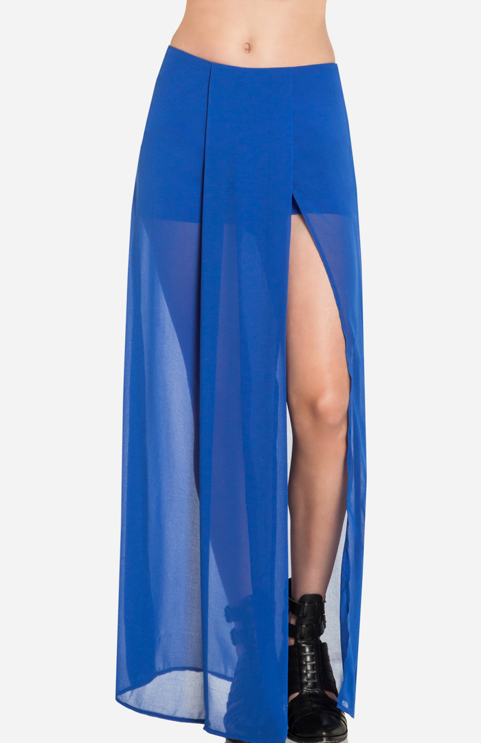 Jazmin Sheer Hem Maxi Skirt Blue