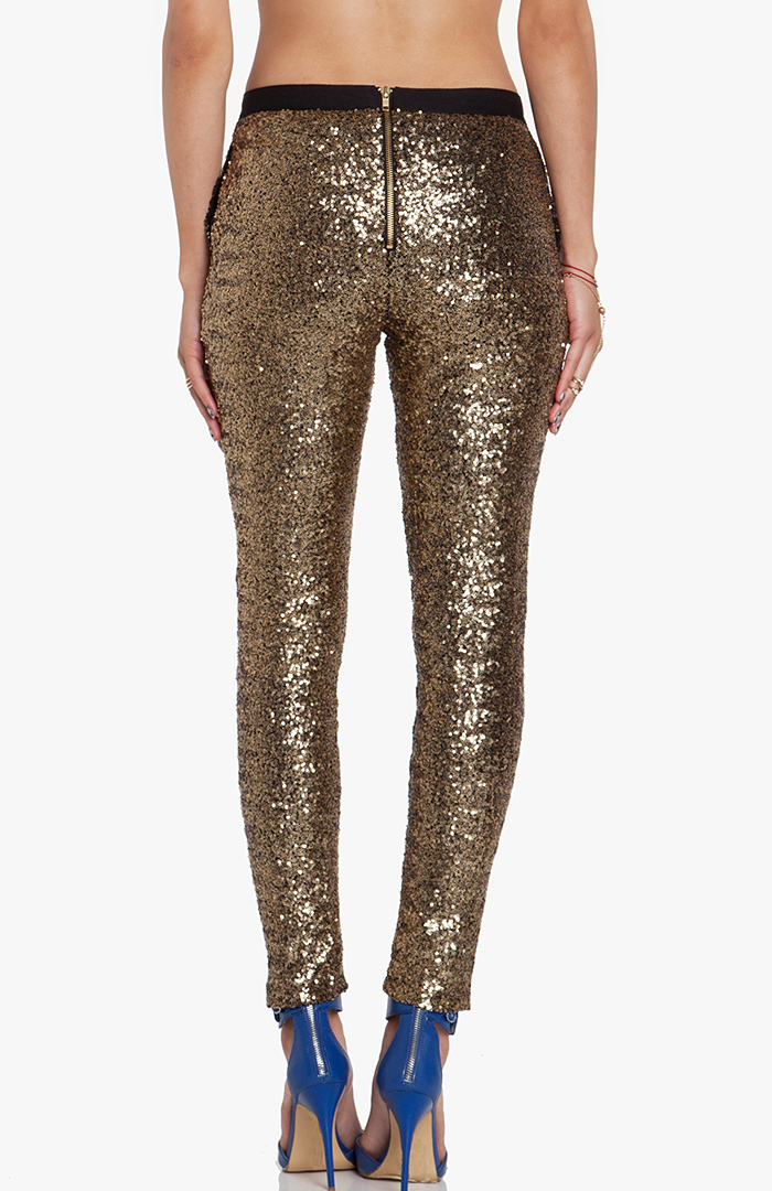 STYLESTALKER Goldfinger Sequin Pants in Gold DAILYLOOK