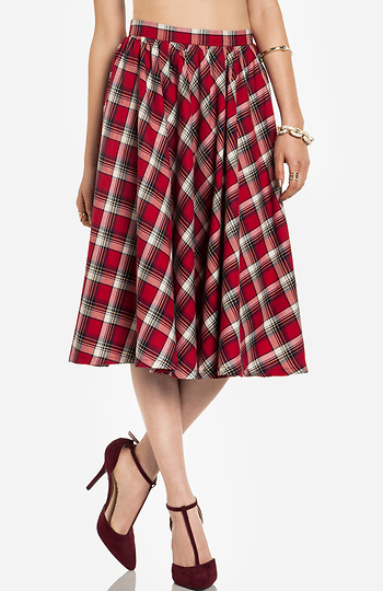 Plaid Midi Circle Skirt Slide 1