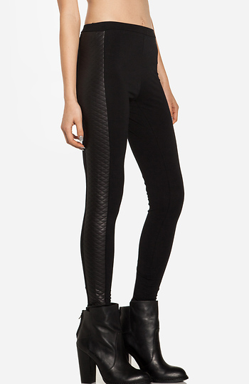 Glamorous Quilted Leatherette Panel Leggings Slide 1