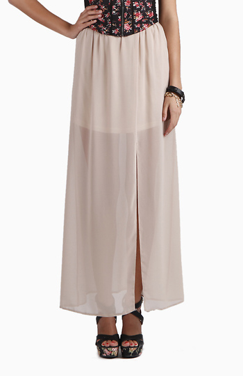 Long Sheer High Slit Skirt Slide 1