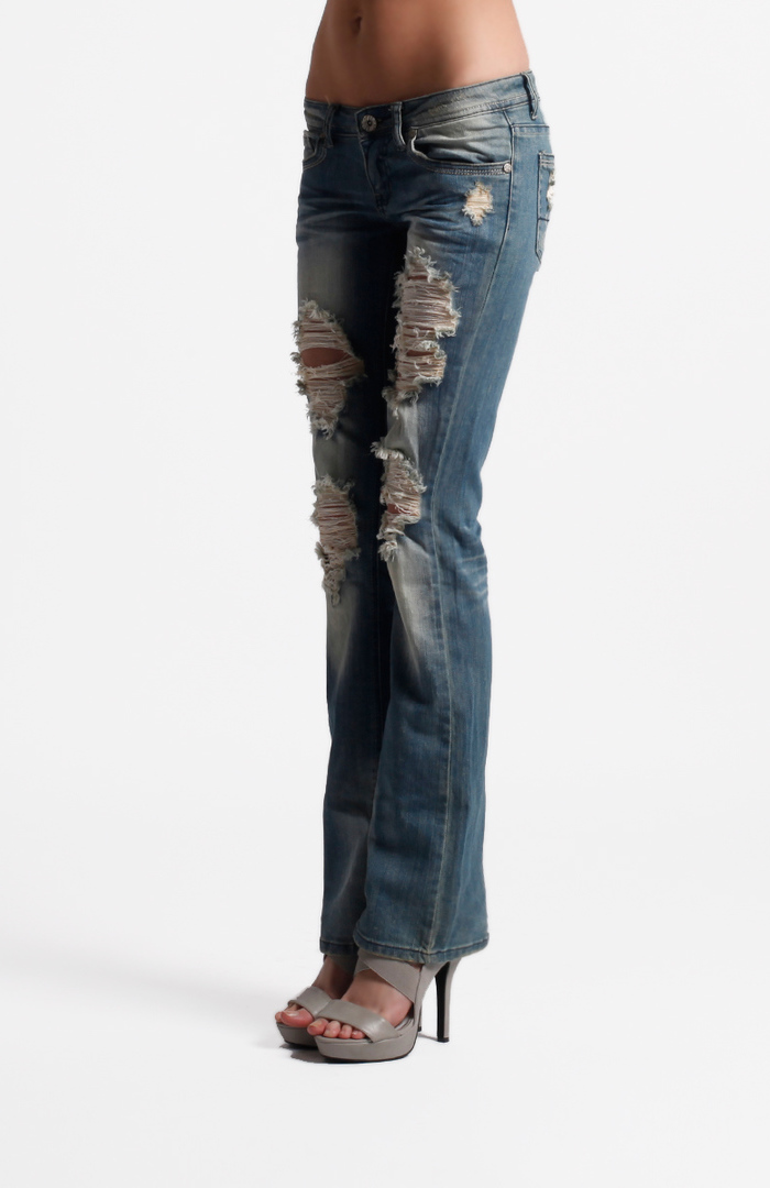 Destroyed Bootcut Jeans by Machine Jeans
