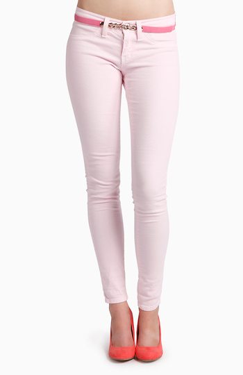 Pink Stretch Skinny Jeans Klique B Slide 1