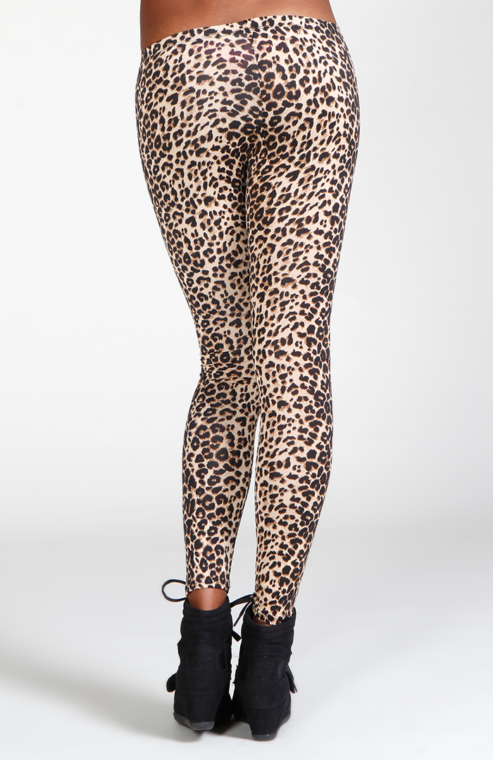 ATTRACO Faux Leather Leggings for Women Leopard Print Liquid Shine