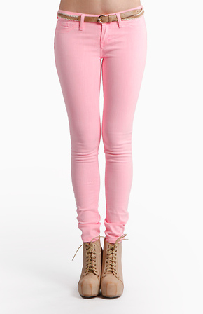 Neon Pink Skinny Jeans by