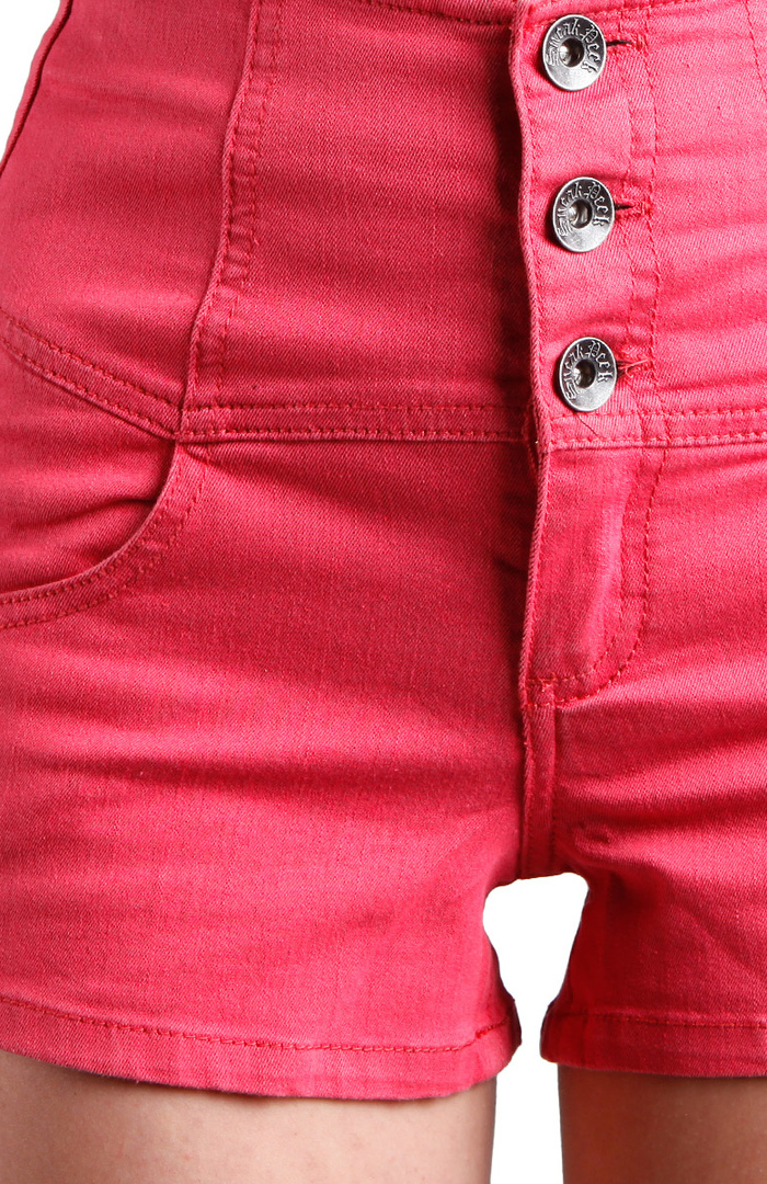 high waisted denim shorts with buttons