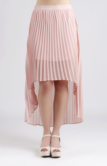 Pleated High Low Skirt Slide 1