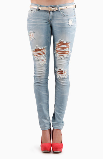 Light Wash Ripped Jeans Slide 1