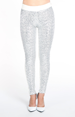 white sequins pants