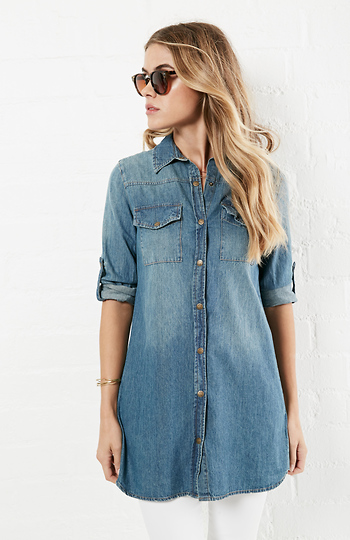 Suzy Cotton Denim Shirt Dress Slide 1