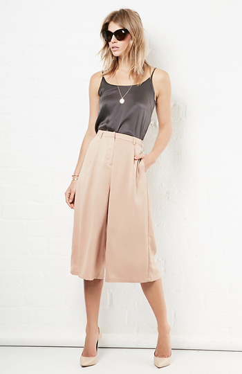 Glamorous Sand Satin Culottes Slide 1