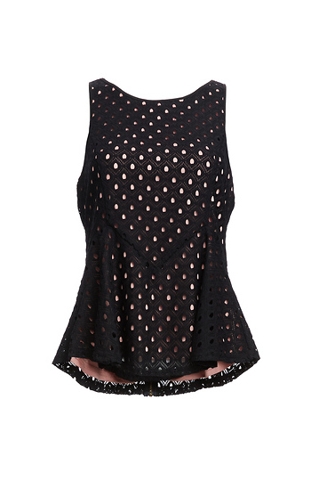 Sugar Lips Samantha Perforated Peplum Blouse Slide 1