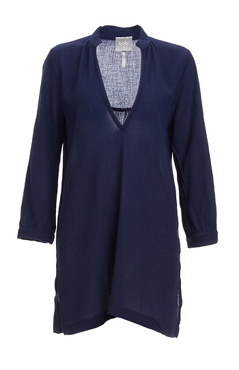 BOBI 3/4 Sleeve V-Neck Tunic Slide 1