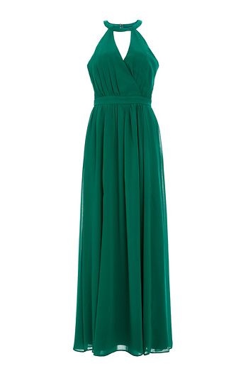 Adelyn Rae Halter Neck Chiffon Maxi Dress in Green | DAILYLOOK