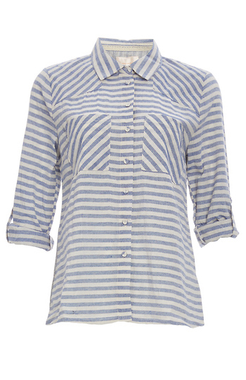 Striped Button Front Top Slide 1