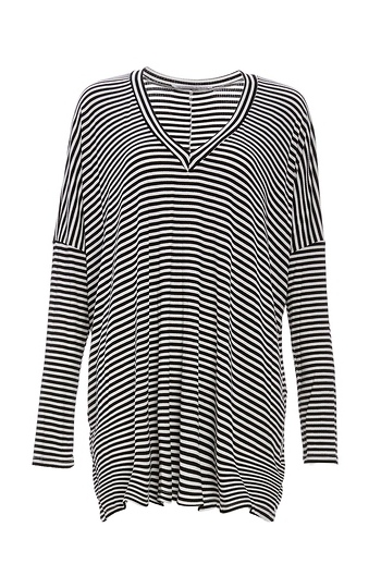 Striped Knit V-Neck Tunic Slide 1