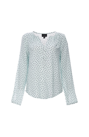 Long Sleeve Diamond Print Henley Blouse Slide 1