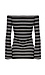 Off the Shoulder Stripe Knit Long Sleeve with Side Slits Thumb 2
