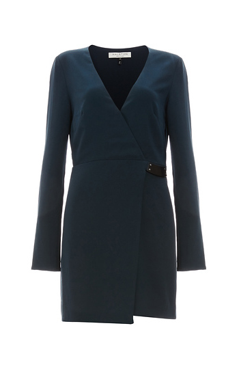 Halston Heritage Long Sleeve with Faux Wrap Front Dress Slide 1