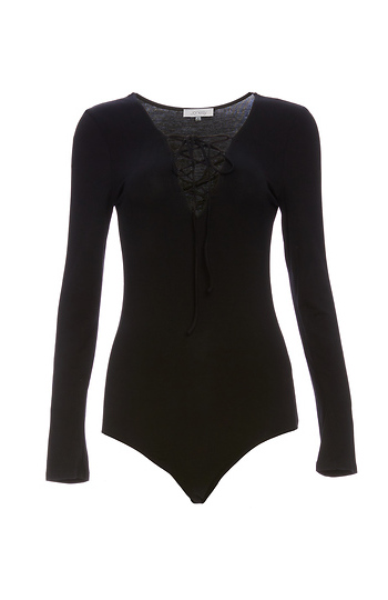 Date Night Lace Up Bodysuit Slide 1