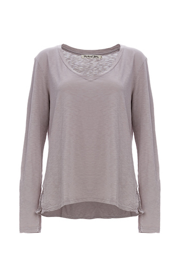 Michael Stars Jagger Boyfriend Long Sleeve V Neck Tee Slide 1