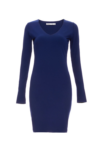 Susana Monaco V Neck Long Sleeve Knit Fitted Dress Slide 1