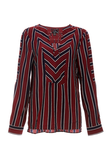 Sensibly Striped Long Sleeve Woven Blouse Slide 1