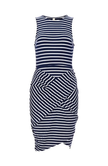 State Of Being Stripe Drape Front Dress Slide 1