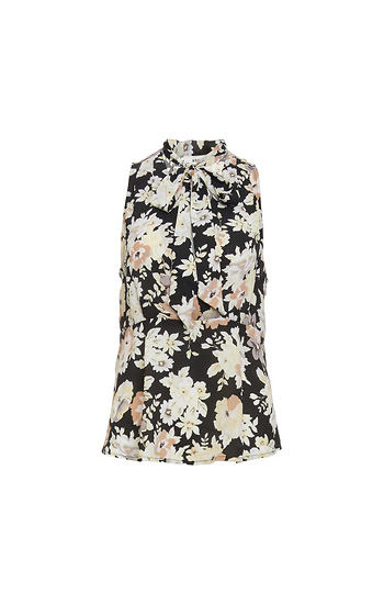 Rohn Sleeveless Floral Blouse w/ Tie Slide 1