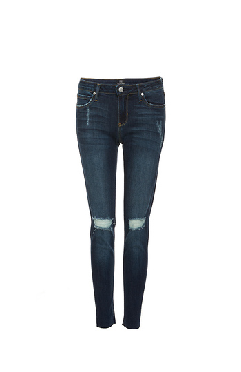 Just Black Rianna Midrise Distressed Cropped Skinny Jeans w/ Scissor Cut Hem Slide 1